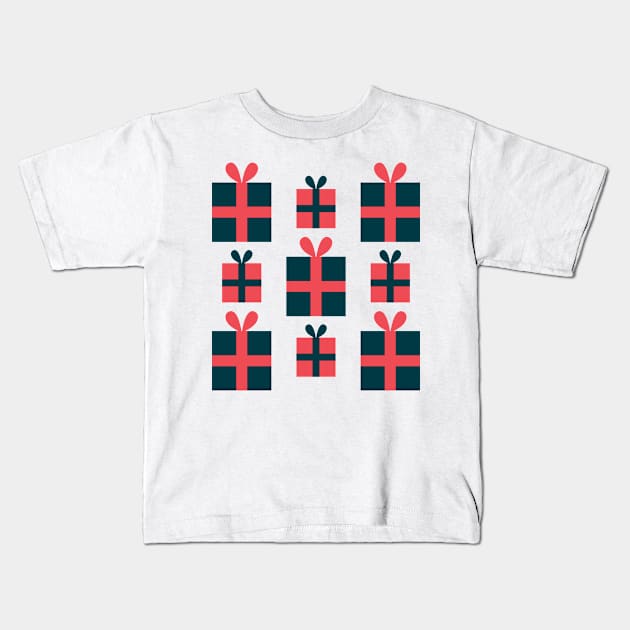 Christmas Presents (Arctic) Kids T-Shirt by Cascade Patterns